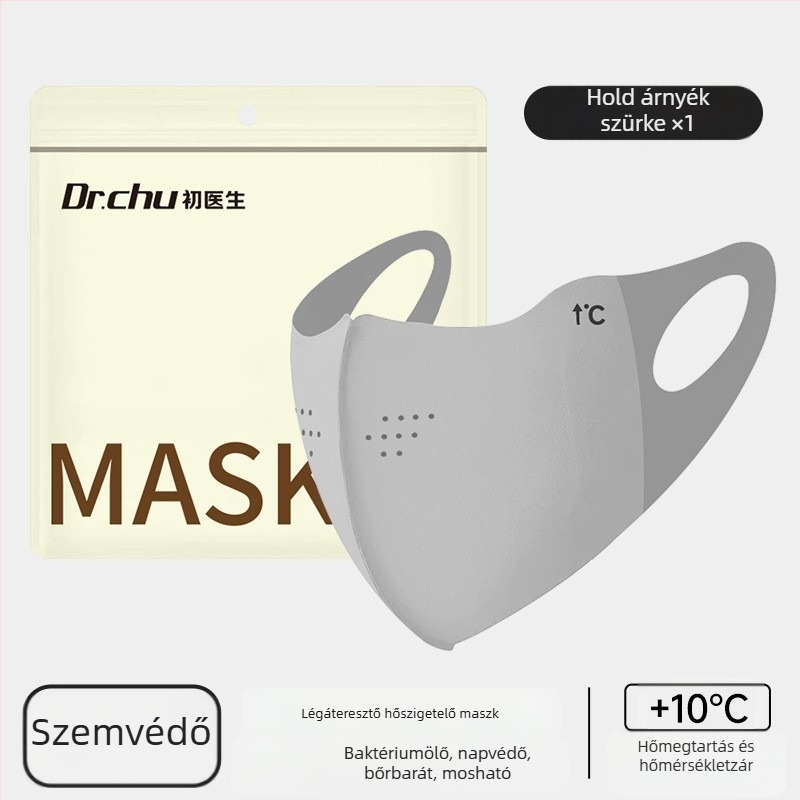 Yi Dun Meleg Téli Maska Párvédő, Pára-mentesítés, Légáteresztő 3D Mosható, Fülre Rögzítés, Monokróm; Anyag: Nylon + Spandex