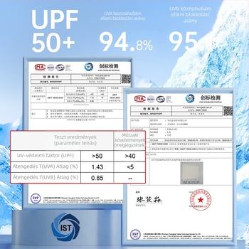 UPF50+ napvédelmet nyújtó, ice silk anyagú, könnyű nyári kabát cipzáras záródással