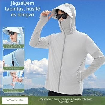 UPF50+ napvédelmet nyújtó, ice silk anyagú, könnyű nyári kabát cipzáras záródással