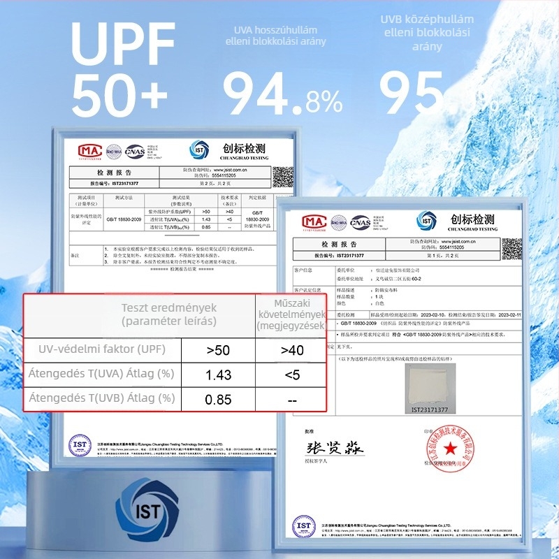UPF50+ napvédelmet nyújtó, ice silk anyagú, könnyű nyári kabát cipzáras záródással