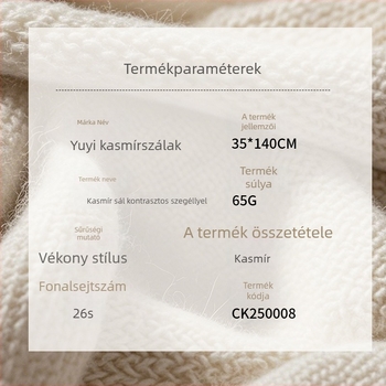 Kasmír háromszög sál, warp-öltésű, >96% kasmír, termikus, mindennapi évszakokra, női irodai elegáns kiegészítő