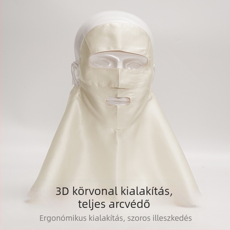 Teljes arcmaszk mulberry silkból UV védelemmel, lélegző, napsugár elleni védelem vezetéshez