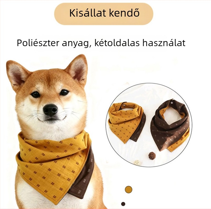 Kurkumás színblokkal készült kutyás sál – háromszög alakú kendő, divatos és sokoldalú