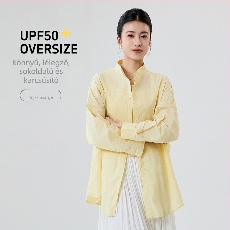 Női UV-védelmet nyújtó, nyári vékony blúz-kardigán, laza szabás, hosszú ujjú, Nylon 95%+, UPF50+