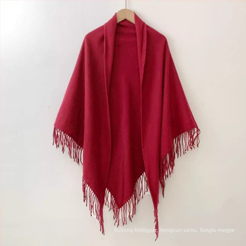 Háromszög alakú sál, vintage etno stílus, akril‑imitált gyapjú, egyszerű szövés, tie-dye, egész éves meleg