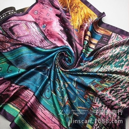 Női selyem sál - Virágos minta, szintetikus selyem, Jacquard szövés, dekoratív funkció, testreszabható