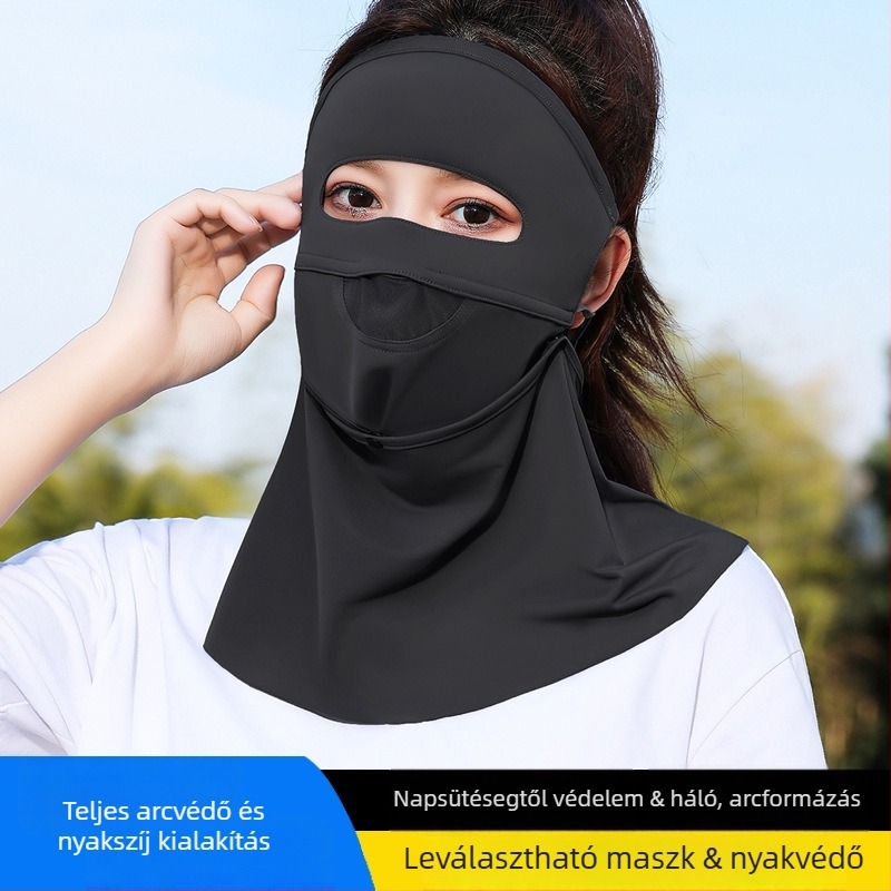 Kerékpáros maszk leválasztható teljes arc- és nyakvédővel, Ice Silk anyag, uniszex