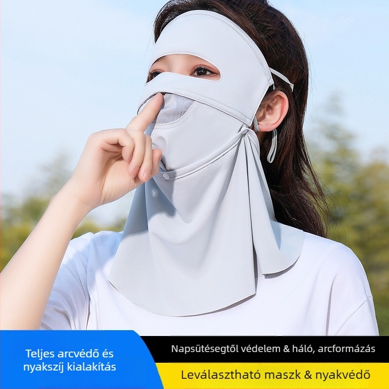 Kerékpáros maszk leválasztható teljes arc- és nyakvédővel, Ice Silk anyag, uniszex