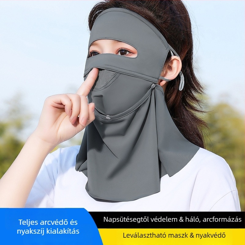 Kerékpáros maszk leválasztható teljes arc- és nyakvédővel, Ice Silk anyag, uniszex