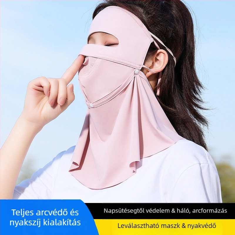 Kerékpáros maszk leválasztható teljes arc- és nyakvédővel, Ice Silk anyag, uniszex