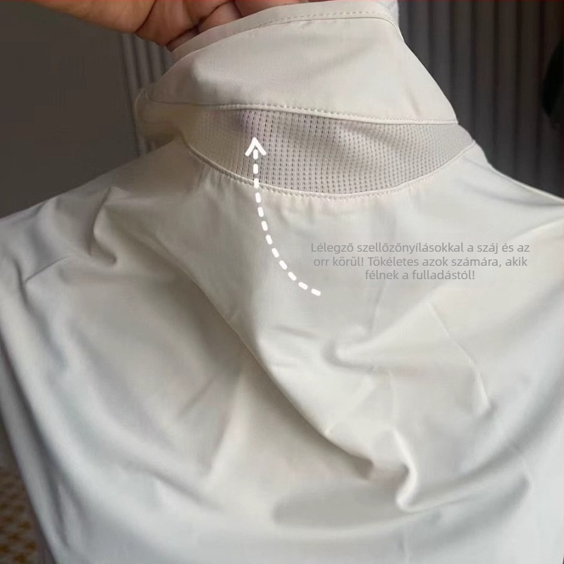 Napvédő arcfedő a teljes arc és nyak védelmére, légáteresztő háló, fülre rögzítés, UV-védelem, nyári hűsítő ice silk anyag