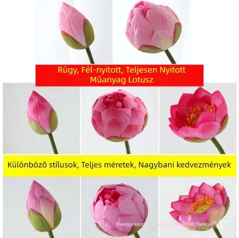 Lotus művirág élethű levél textúrával – beltéri dekoráció, esküvő és kellék fotózáshoz; Anyagok: PU, puha ragasztó, selyem virág; Készítés: stilizálás, reliefes textúra; Modell: 19022027760