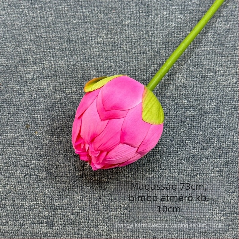 Lotus művirág élethű levél textúrával – beltéri dekoráció, esküvő és kellék fotózáshoz; Anyagok: PU, puha ragasztó, selyem virág; Készítés: stilizálás, reliefes textúra; Modell: 19022027760