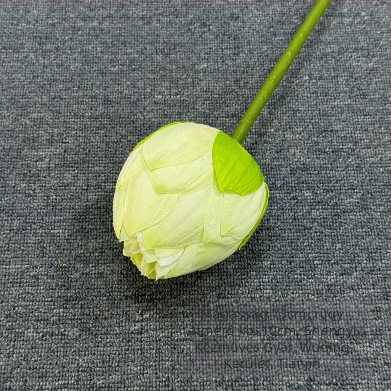 Lotus művirág élethű levél textúrával – beltéri dekoráció, esküvő és kellék fotózáshoz; Anyagok: PU, puha ragasztó, selyem virág; Készítés: stilizálás, reliefes textúra; Modell: 19022027760