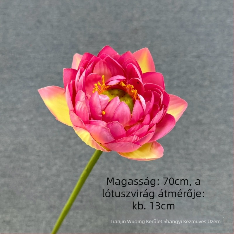 Lotus művirág élethű levél textúrával – beltéri dekoráció, esküvő és kellék fotózáshoz; Anyagok: PU, puha ragasztó, selyem virág; Készítés: stilizálás, reliefes textúra; Modell: 19022027760