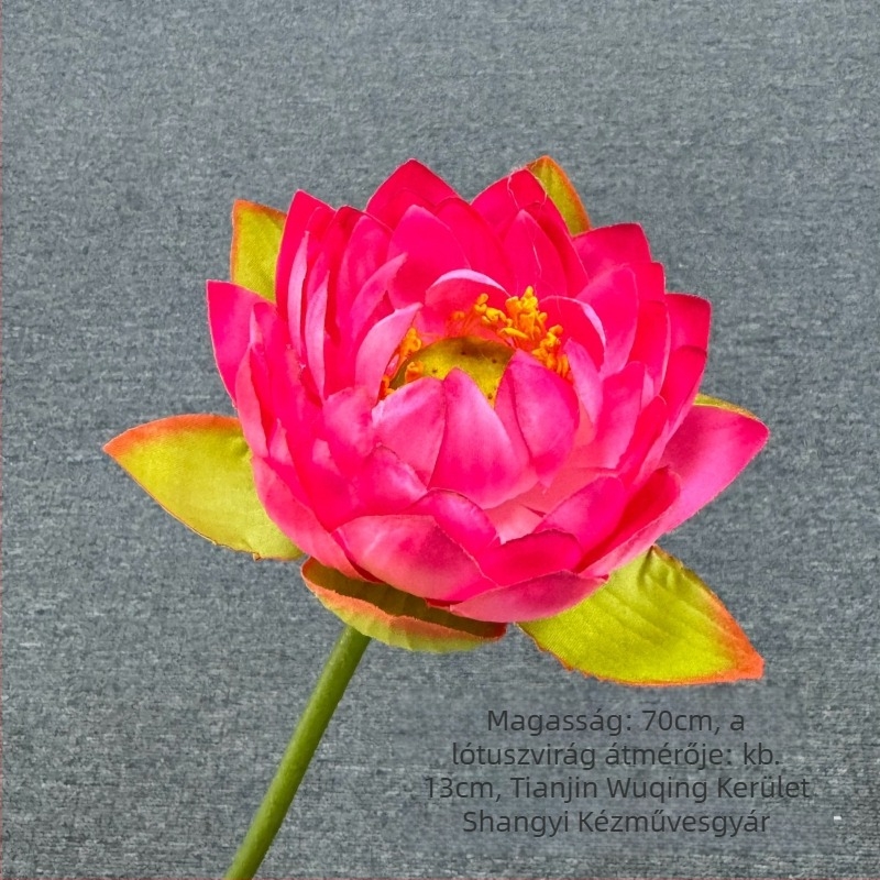 Lotus művirág élethű levél textúrával – beltéri dekoráció, esküvő és kellék fotózáshoz; Anyagok: PU, puha ragasztó, selyem virág; Készítés: stilizálás, reliefes textúra; Modell: 19022027760