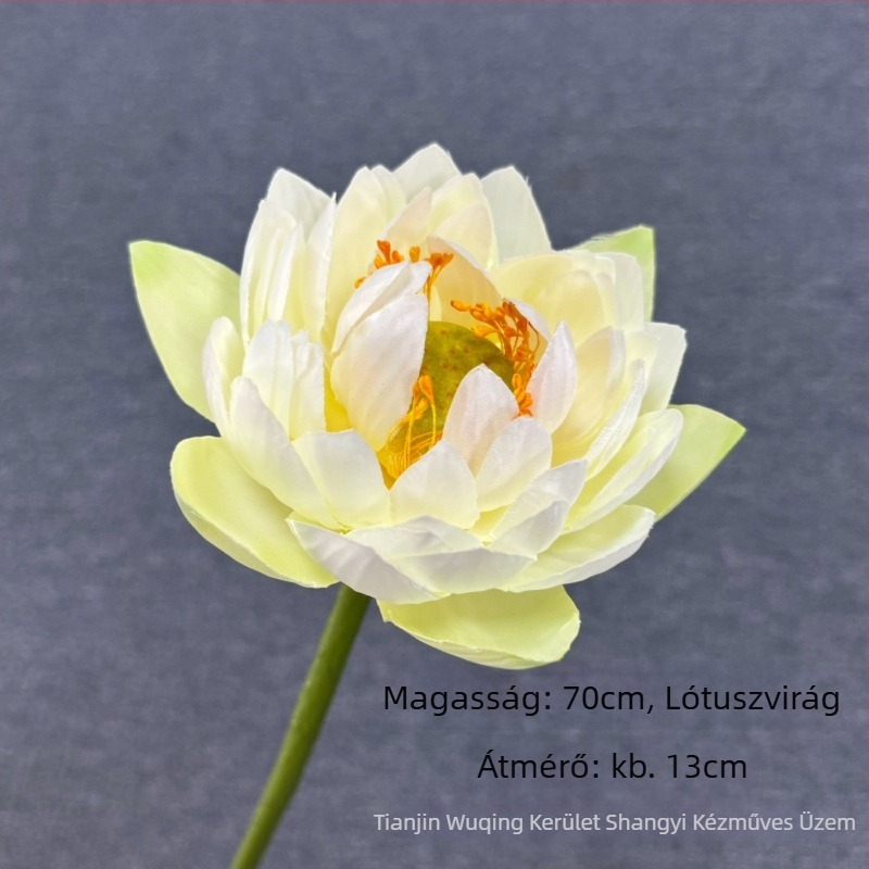 Lotus művirág élethű levél textúrával – beltéri dekoráció, esküvő és kellék fotózáshoz; Anyagok: PU, puha ragasztó, selyem virág; Készítés: stilizálás, reliefes textúra; Modell: 19022027760