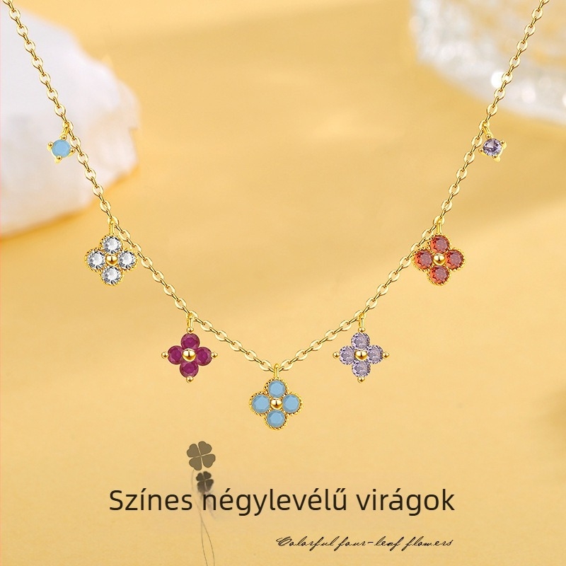 Rézből készült gyűrű, nyaklánc és fülbevaló készlet gyémántokkal, keresztes lánccal, növény-virág motívum