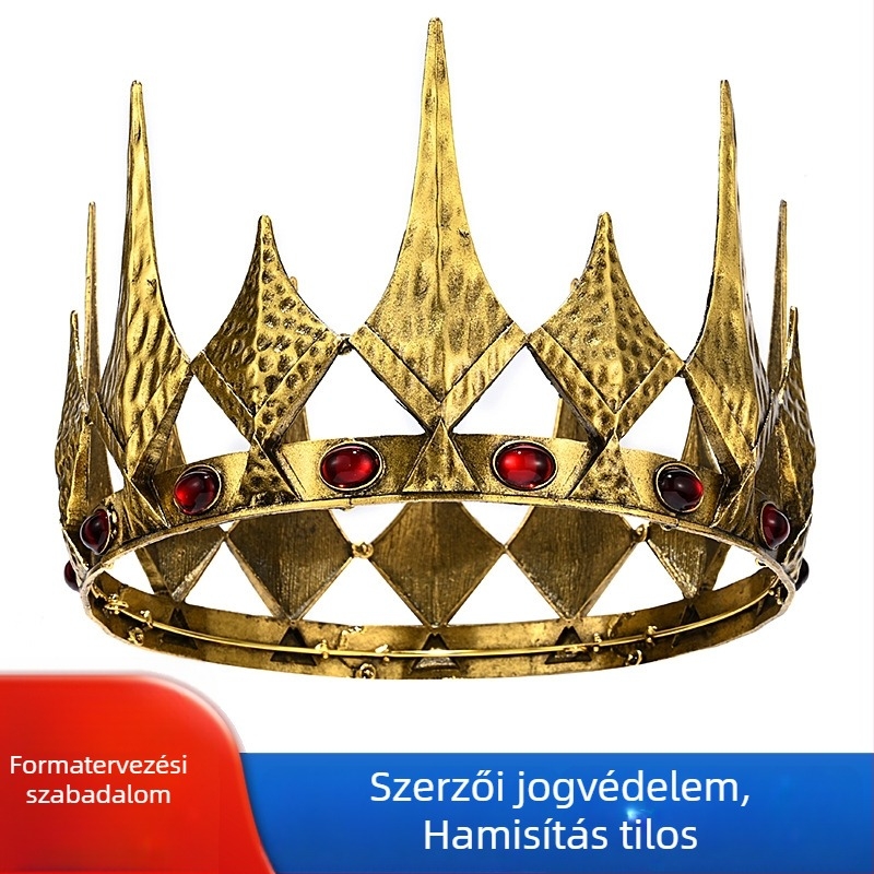 Uniszex korona fejfedő ötvözetből, kristályos díszítéssel, K9 tisztaság, koronastílus