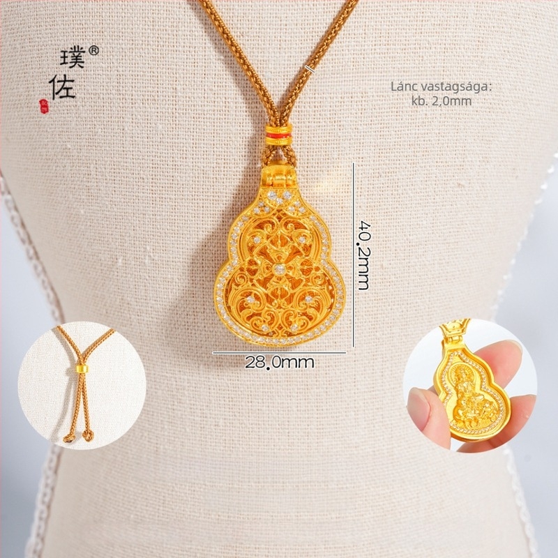 Nyaklánc - Nyitható réz Buddha Tök medál, pulóverlánc, Vintage irodalmi retró stílus, nőknek (Anyag: Copper; Kezelés: Electroplating; Márka: Puzuo)