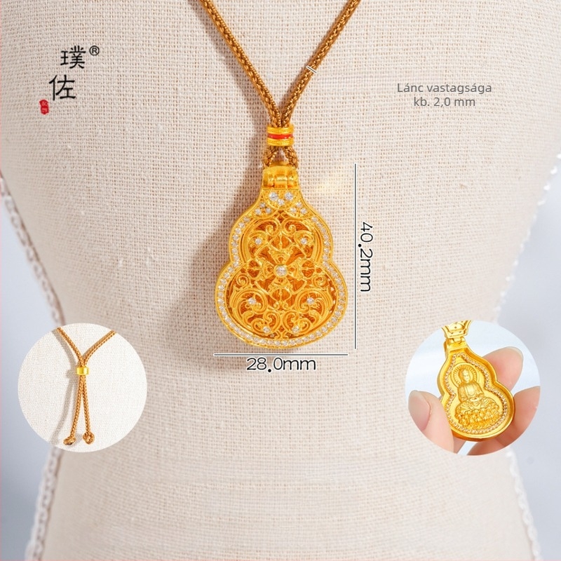 Nyaklánc - Nyitható réz Buddha Tök medál, pulóverlánc, Vintage irodalmi retró stílus, nőknek (Anyag: Copper; Kezelés: Electroplating; Márka: Puzuo)