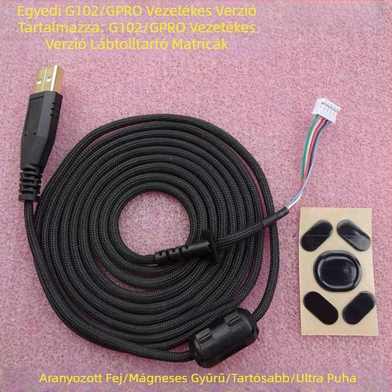 USB egérkábel, kompatibil GPW1, GPW2, G102, G302, G402, G502 Hero, G303, G403, G300, G300S; Micro USB interfész