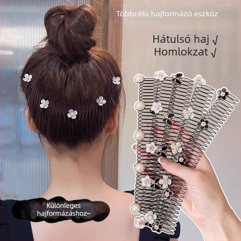 Fém láthatatlan hajkefe tarkónál, retro stílus, női hajkiegészítő