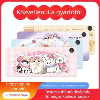 Nagy méretű fűtött egérpad iroda asztalhoz, cartoon stílus, állítható hőmérséklet, alumínium hőelvezetés, bőrhatású felület