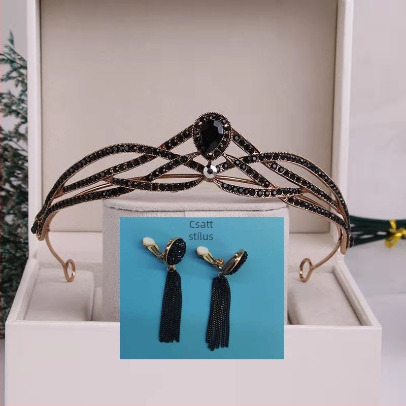 Fejfedő korona, ötvözet PT990, koreai stílus, elektroplatált, fehér kristály