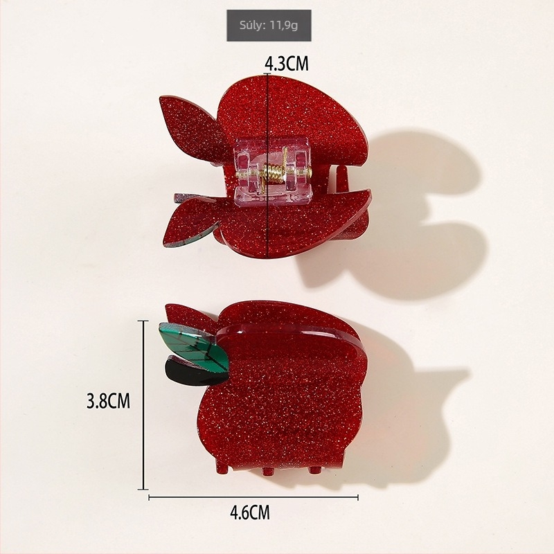 Hajcsat – Iskolai témájú karikatúra: iskolabusz, ceruza, alma és számológép – PVC és akril, kézzel készített