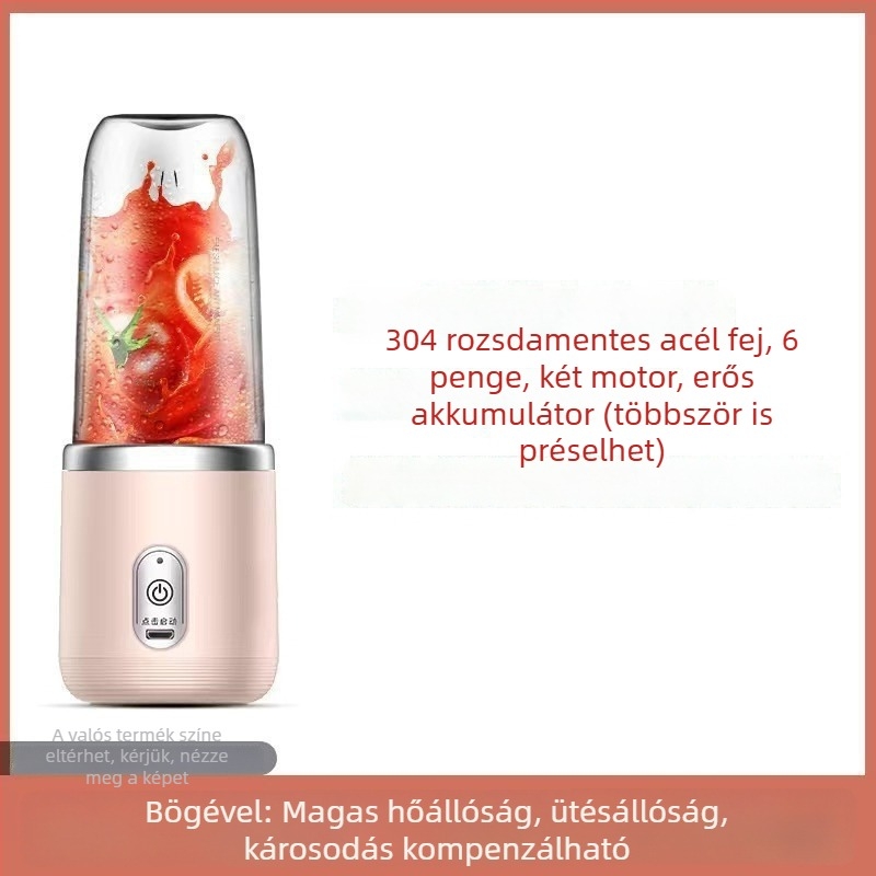 Hordozható gyümölcslé pohár beépített akkumulátorral, 200 W, 20001–22000 rpm, 5+ pengék, 401–600 ml