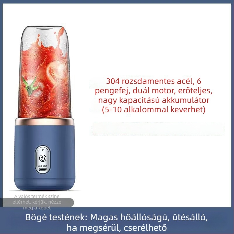 Hordozható gyümölcslé pohár beépített akkumulátorral, 200 W, 20001–22000 rpm, 5+ pengék, 401–600 ml