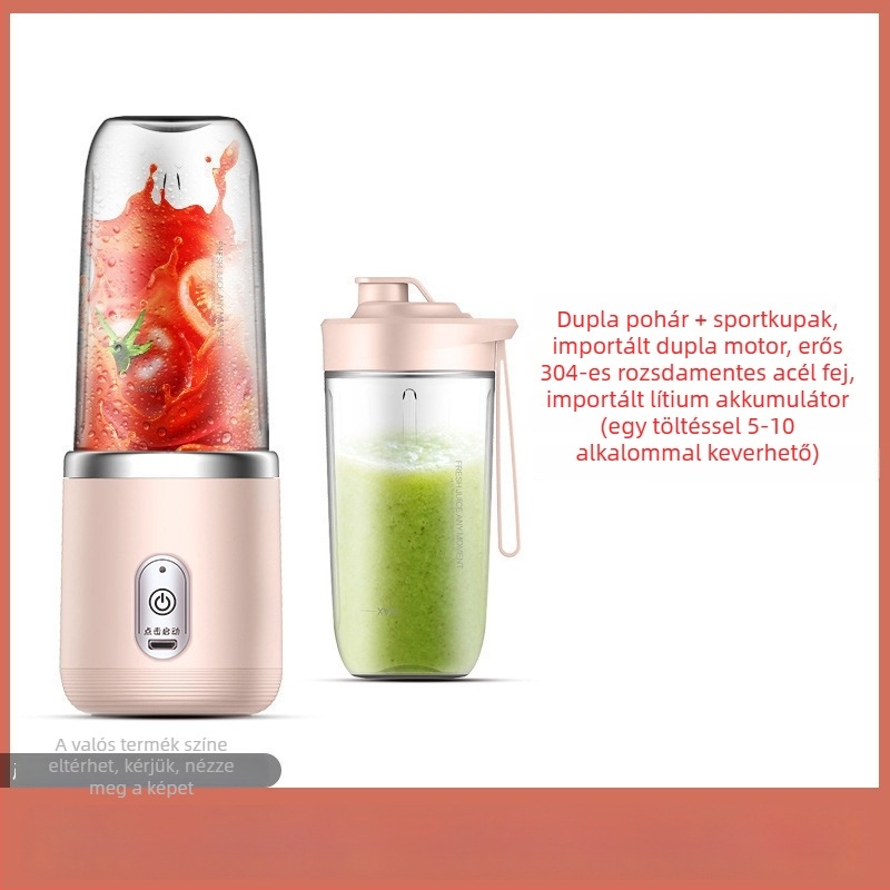 Hordozható gyümölcslé pohár beépített akkumulátorral, 200 W, 20001–22000 rpm, 5+ pengék, 401–600 ml