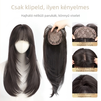Paróka – hosszú egyenes haj frufival; anyag: magas hőmérsékletű szál; mechanizmus kivitelezés; Chu Chu márka