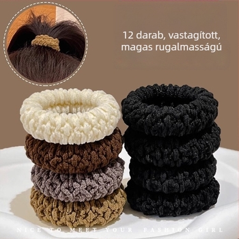 Popcorn hajgumi, vastított és szélesebb, magas rugalmasságú, kézzel készített textilanyagból, egyszerű stílus, téli 2024