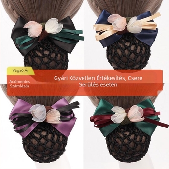 Virágos hajháló masnival, kézzel készített, japán-koreai stílus, modell C07