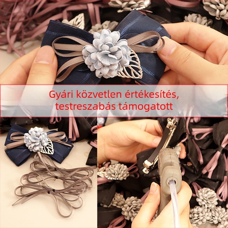 Virágos hajháló masnival, kézzel készített, japán-koreai stílus, modell C07