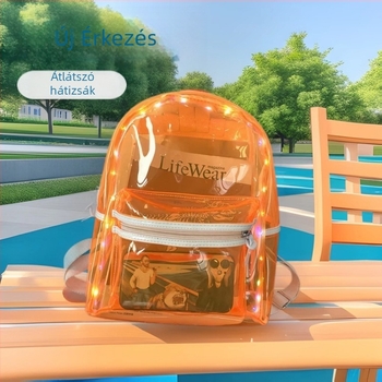 PVC Jelly hátizsák japán stílusú, csíkos mintával, 20–35L, 13 colos laptophoz