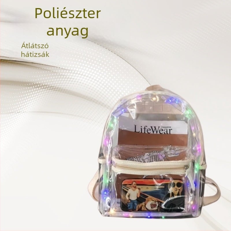 PVC Jelly hátizsák japán stílusú, csíkos mintával, 20–35L, 13 colos laptophoz