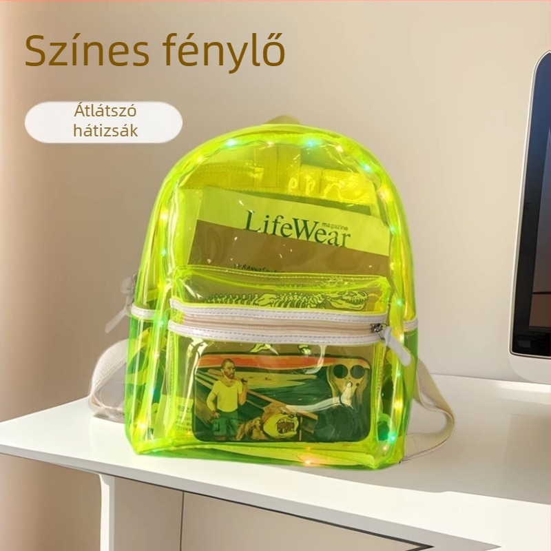 PVC Jelly hátizsák japán stílusú, csíkos mintával, 20–35L, 13 colos laptophoz