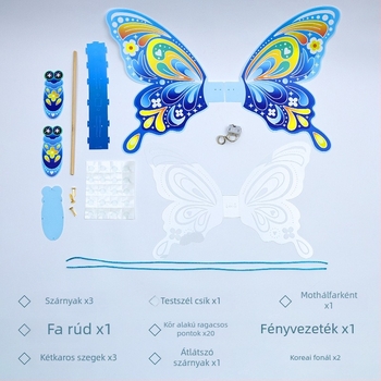 Mid-Autumn Festival Pillangó Lámpás – Gyerekeknek DIY készlet, hátizsákos és kézi lámpás, 46×30 cm, világító dekoratív pillangó lámpás