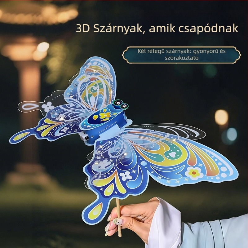 Mid-Autumn Festival Pillangó Lámpás – Gyerekeknek DIY készlet, hátizsákos és kézi lámpás, 46×30 cm, világító dekoratív pillangó lámpás
