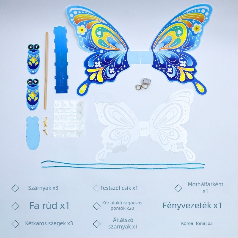 Mid-Autumn Festival Pillangó Lámpás – Gyerekeknek DIY készlet, hátizsákos és kézi lámpás, 46×30 cm, világító dekoratív pillangó lámpás