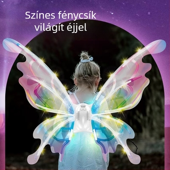 Gyerekeknek készült világító pillangó szárnyak – mozgó világító szárnyak, műanyag hátdísz, 7–14 éveseknek