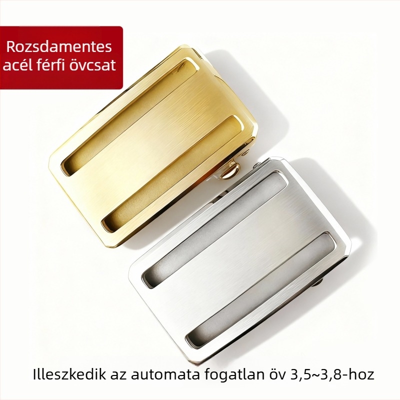 Rozsdamentes acél övcsat, fogak nélküli, automata záródás, egyszerű stílus, ideális üzleti casual
