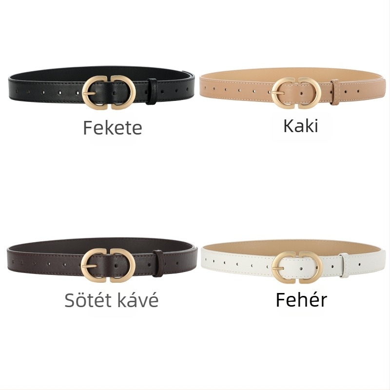 Női PU bőr öv, ötvözet csattal és tűs zárással, 2–4 cm széles, elektropolírozott felület