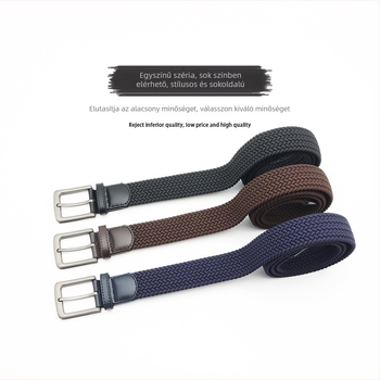 Férfi szövött öv, tűcsattal, poliészter szalag, ötvözet csattal, szélesség 2-4 cm, szövött dizájn