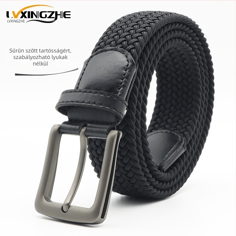Férfi szövött öv, tűcsattal, poliészter szalag, ötvözet csattal, szélesség 2-4 cm, szövött dizájn