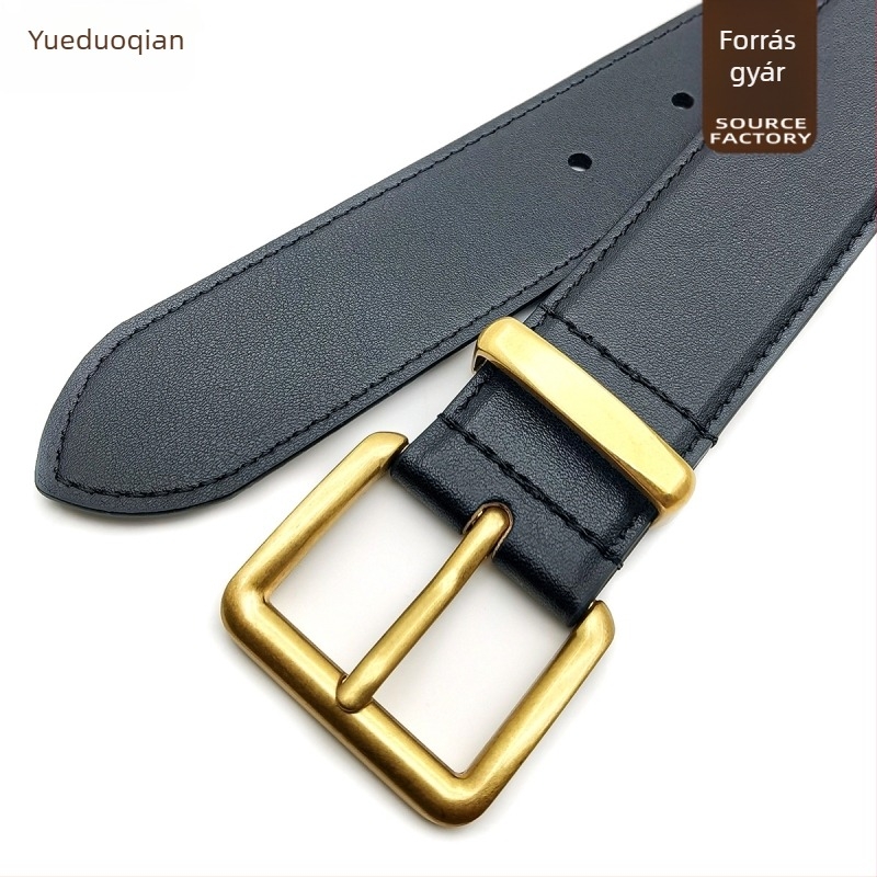 Női öv műbőrből, tűs csattal, szélesség 2–4 cm, csat anyaga: cink ötvözet, feldolgozás: lyukasztás, domborítás, galvanizálás, gyémánt motívumok.