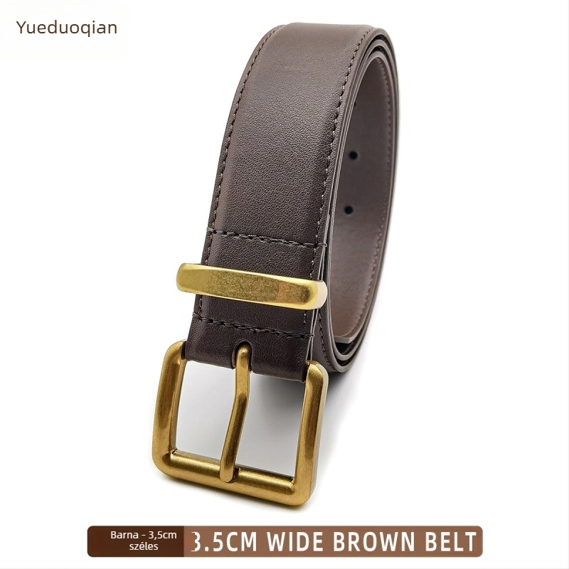 Női öv műbőrből, tűs csattal, szélesség 2–4 cm, csat anyaga: cink ötvözet, feldolgozás: lyukasztás, domborítás, galvanizálás, gyémánt motívumok.